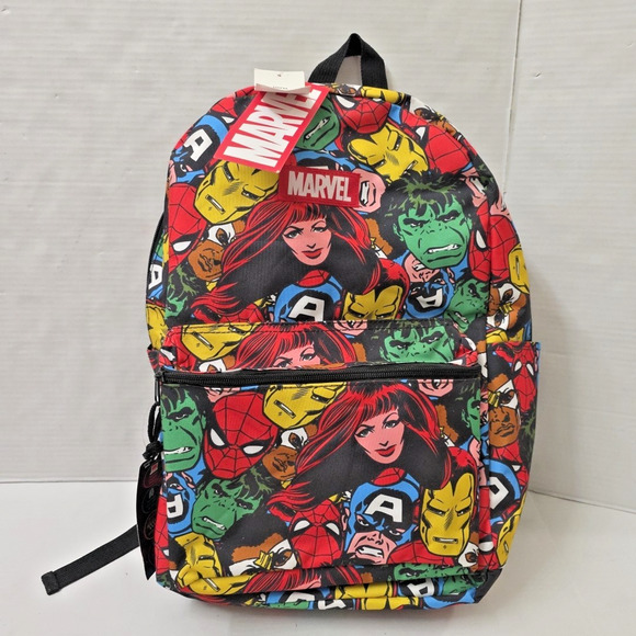 Marvel Comics Avengers 17" Backpack All Over Print Front Pocket New with Tags - Picture 1 of 5